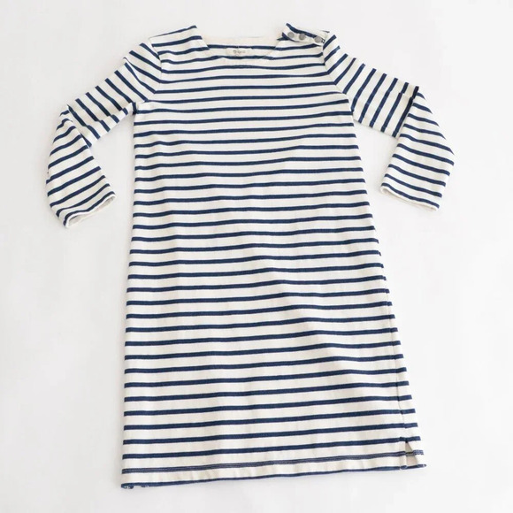 Madewell White Navy Stripe Half Sleeve A-Line Heavy Knit Shift Midi Dress XXS - Picture 1 of 9